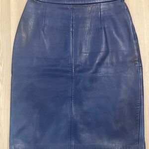 Blue Leather Skirt